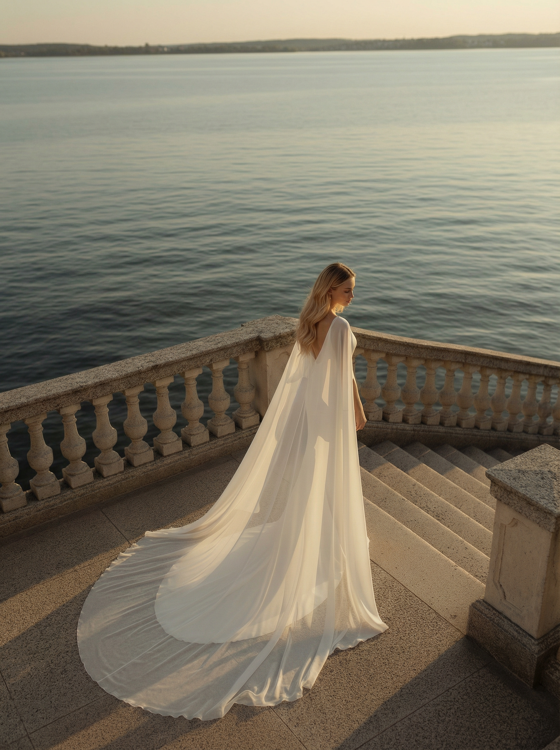 chiffon cape wedding dress Chiffon sheath wedding dress with cape sleeves