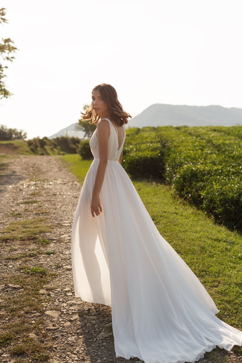 chiffon dresses wedding Light Chiffon Gown | Beach Chiffona Wedding Dress