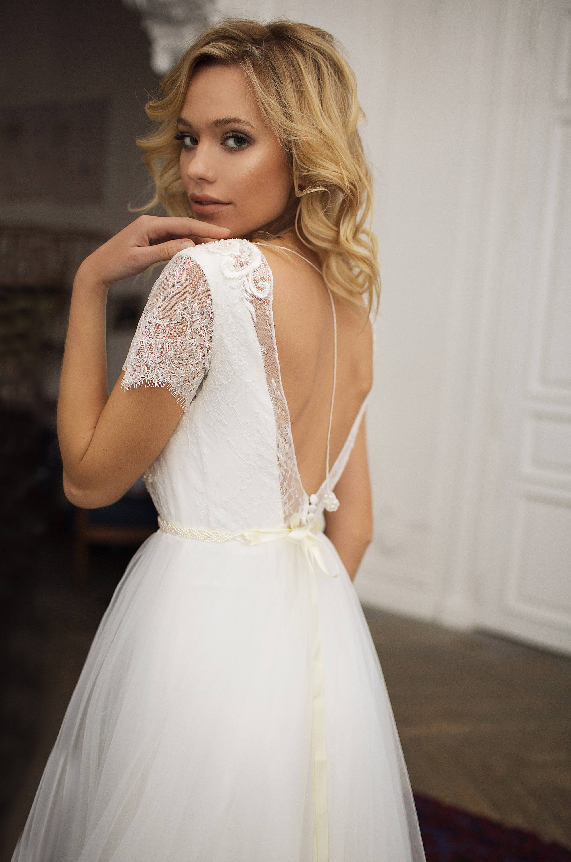 Short Sleeve Boho Wedding Dress