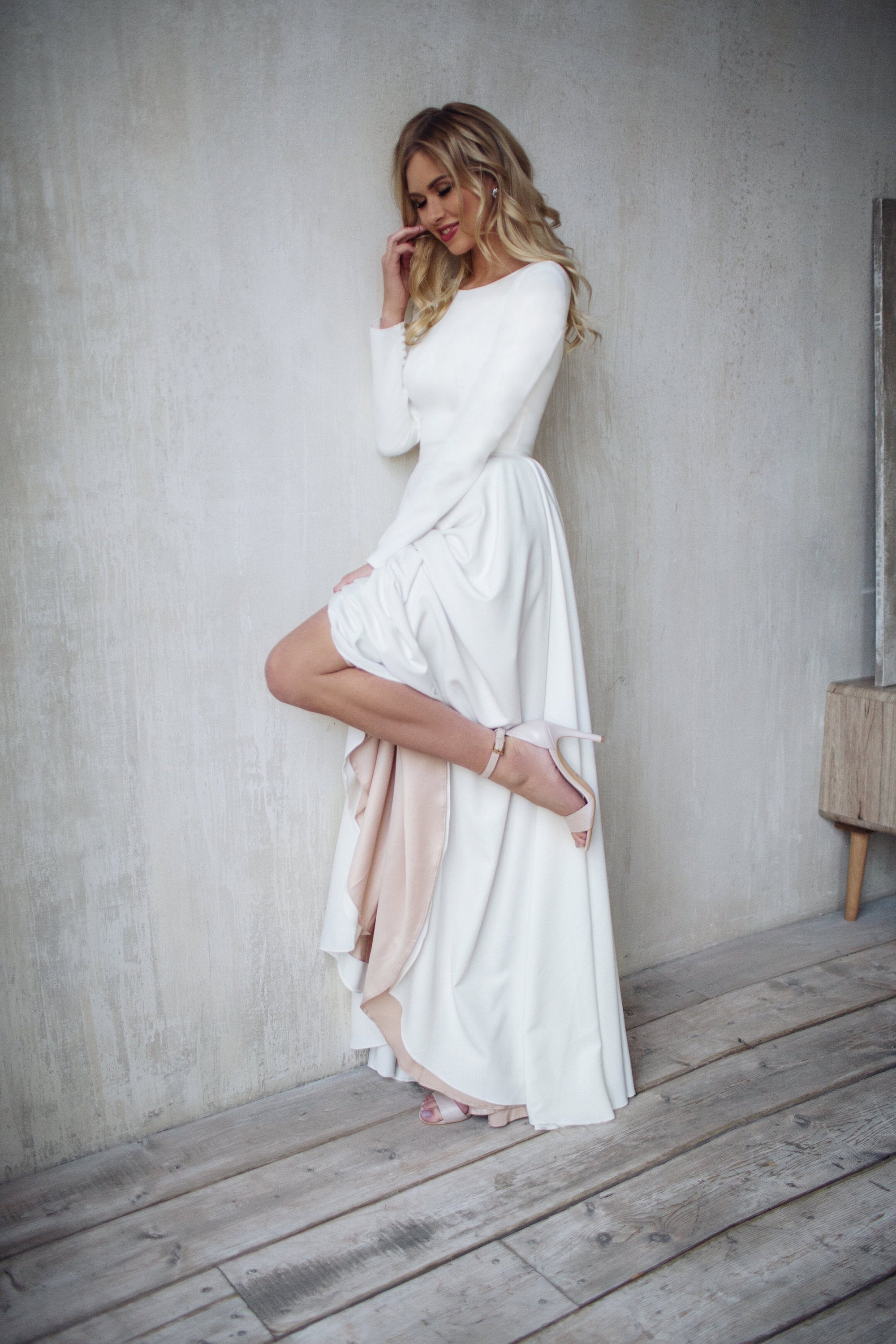 white christmas dresses Simple Crepe Wedding Dress | Simple Wedding Dress