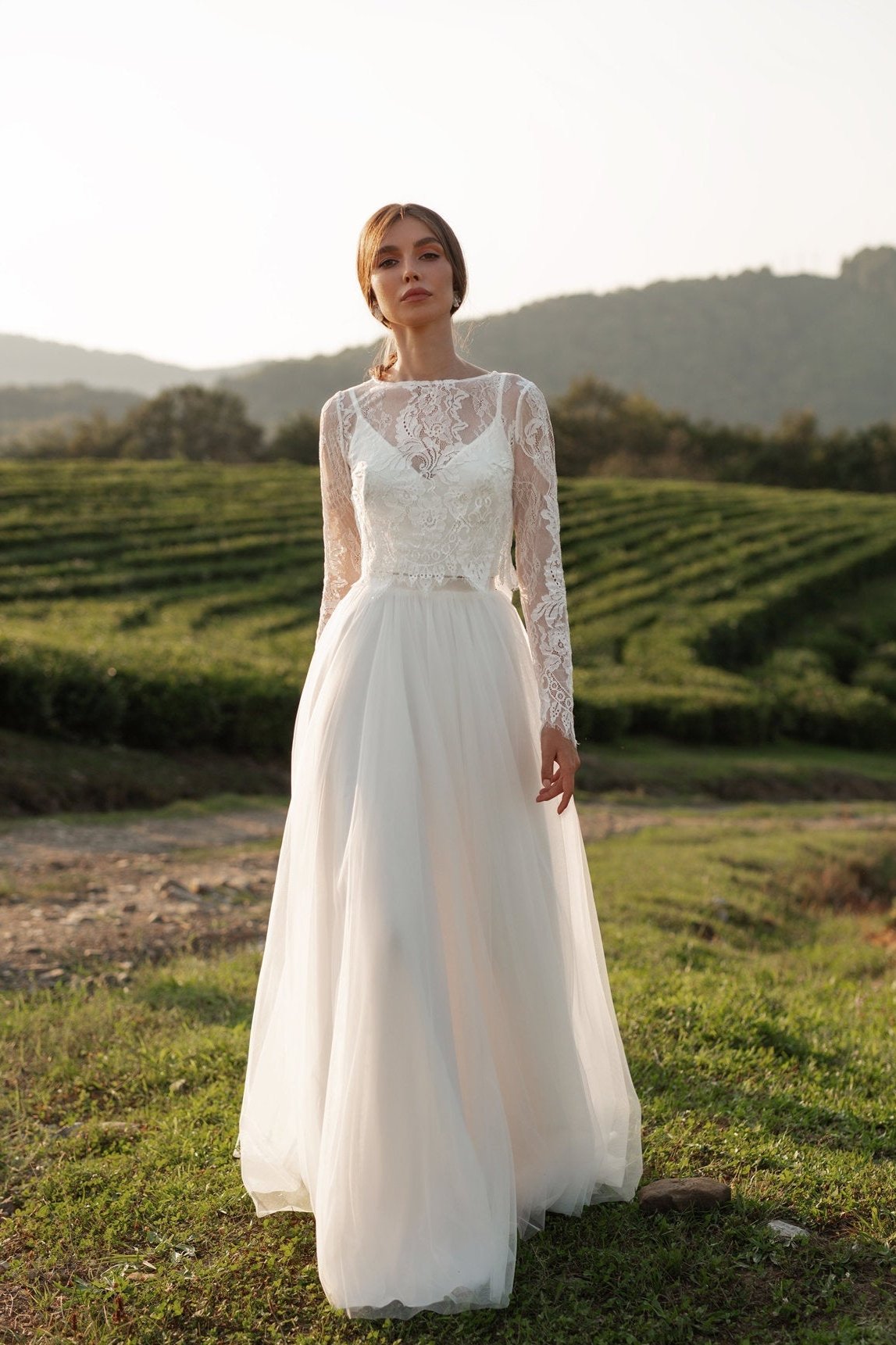 Simple Sleeve Bridal Dress