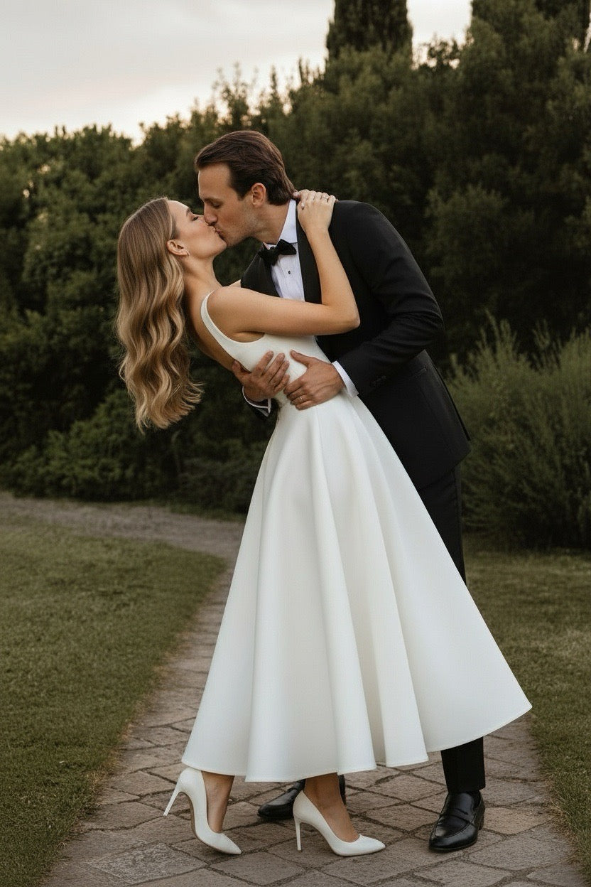 Minimalist Midi Wedding Dress | CAROLINE