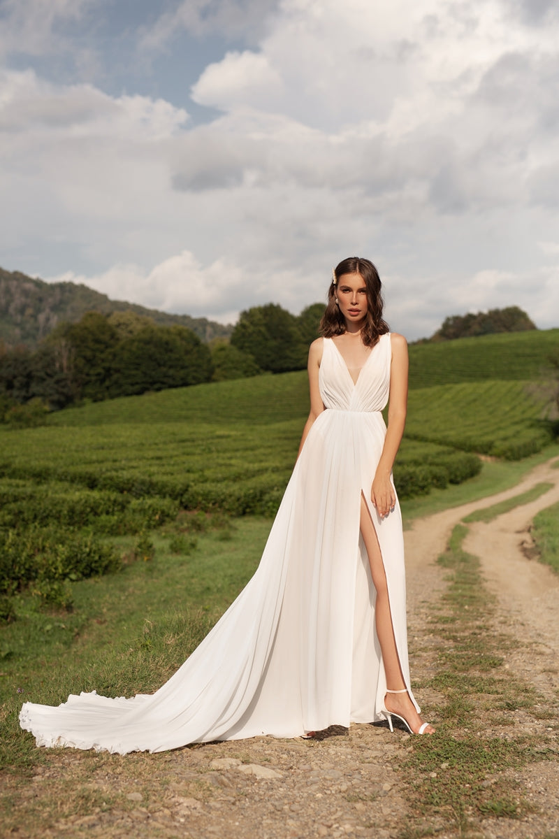 chiffon dress wedding Light Chiffon Gown | Beach Chiffona Wedding Dress