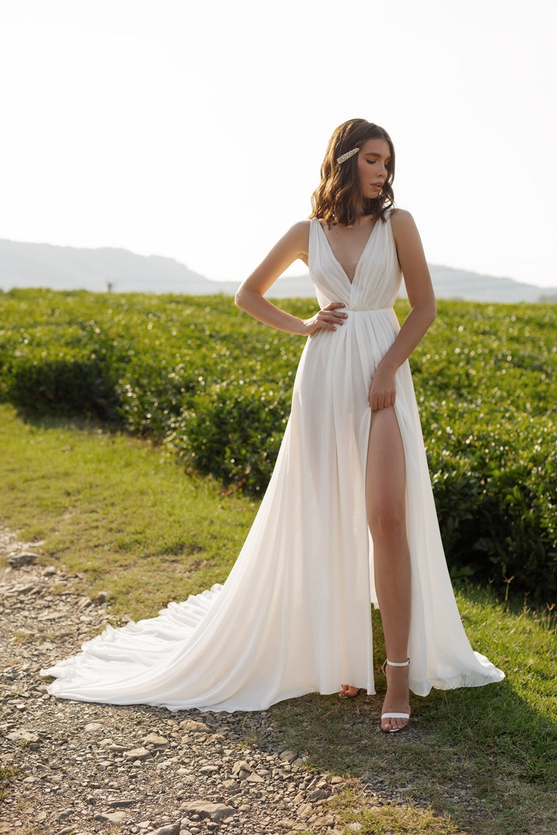 Light Chiffon Gown | Beach Chiffona Wedding Dress Light Chiffon Gown | Beach Chiffona Wedding Dress