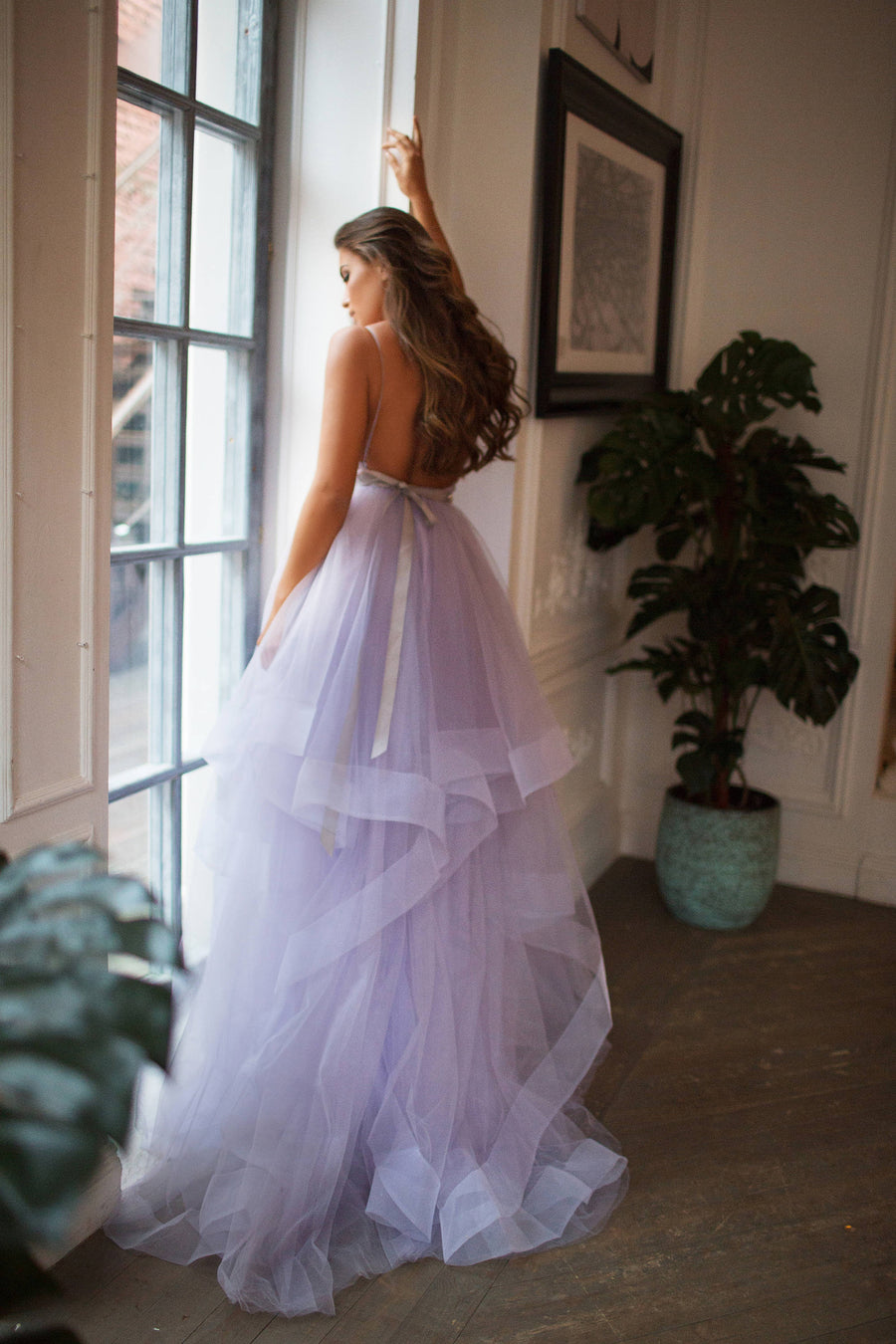Horsehair Trim Wedding Dress | Horsehair Trim Dress | Milabridal Lavender / Custom made Horsehair Trim Wedding Dress | Horsehair Trim Dress | Milabridal Lavender / Custom made