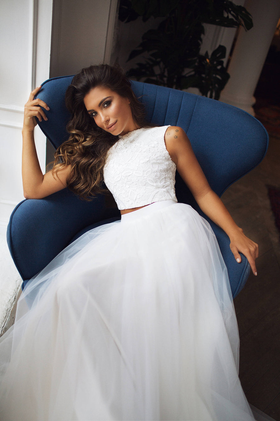 Bridal Separates Lace Crop Top | Summer Wedding Dress | Milabridal White / Top & mermaid skirt Bridal Separates Lace Crop Top | Summer Wedding Dress | Milabridal White / Top & mermaid skirt