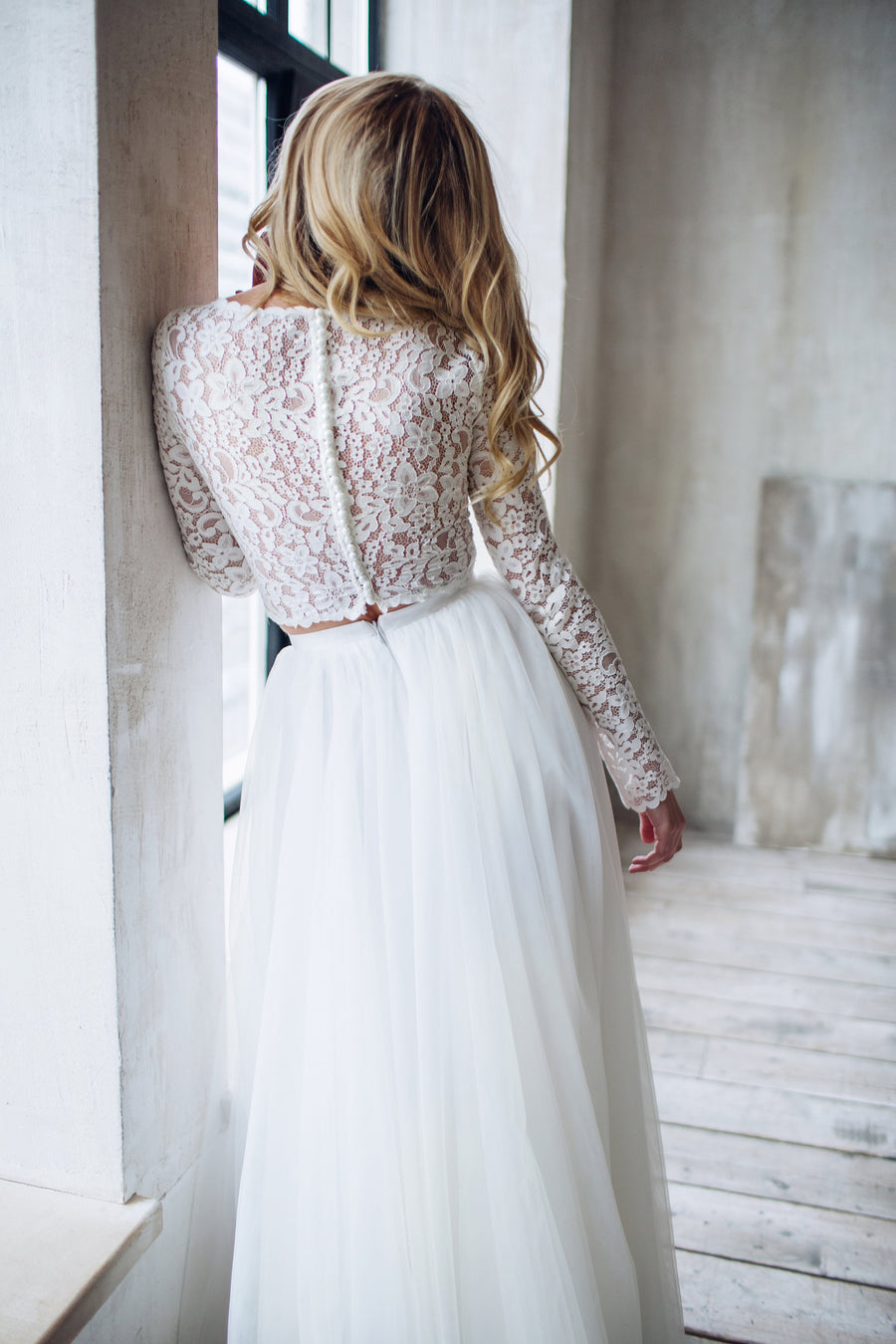 Wedding Dress LORELEI Crop Top and Chiffon Skirt - Etsy | Crop top wedding  dress, Top wedding dresses, Wedding dress long sleeve