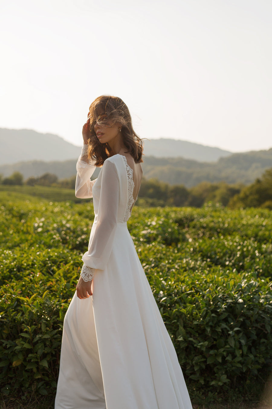 Chiffon Wedding Dress | Long Sleeves Simple Wedding Dress | Milabridal Chiffon Wedding Dress | Long Sleeves Simple Wedding Dress | Milabridal