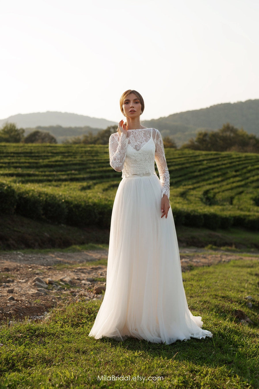 Simple Sleeve Bridal Dress 