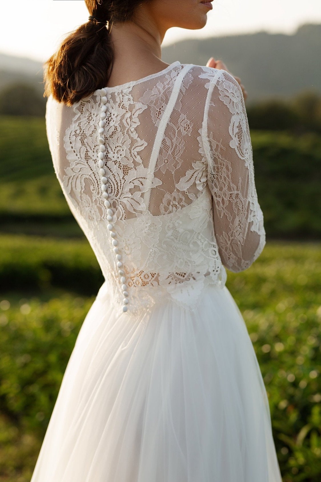 Simple Sleeve Bridal Dress