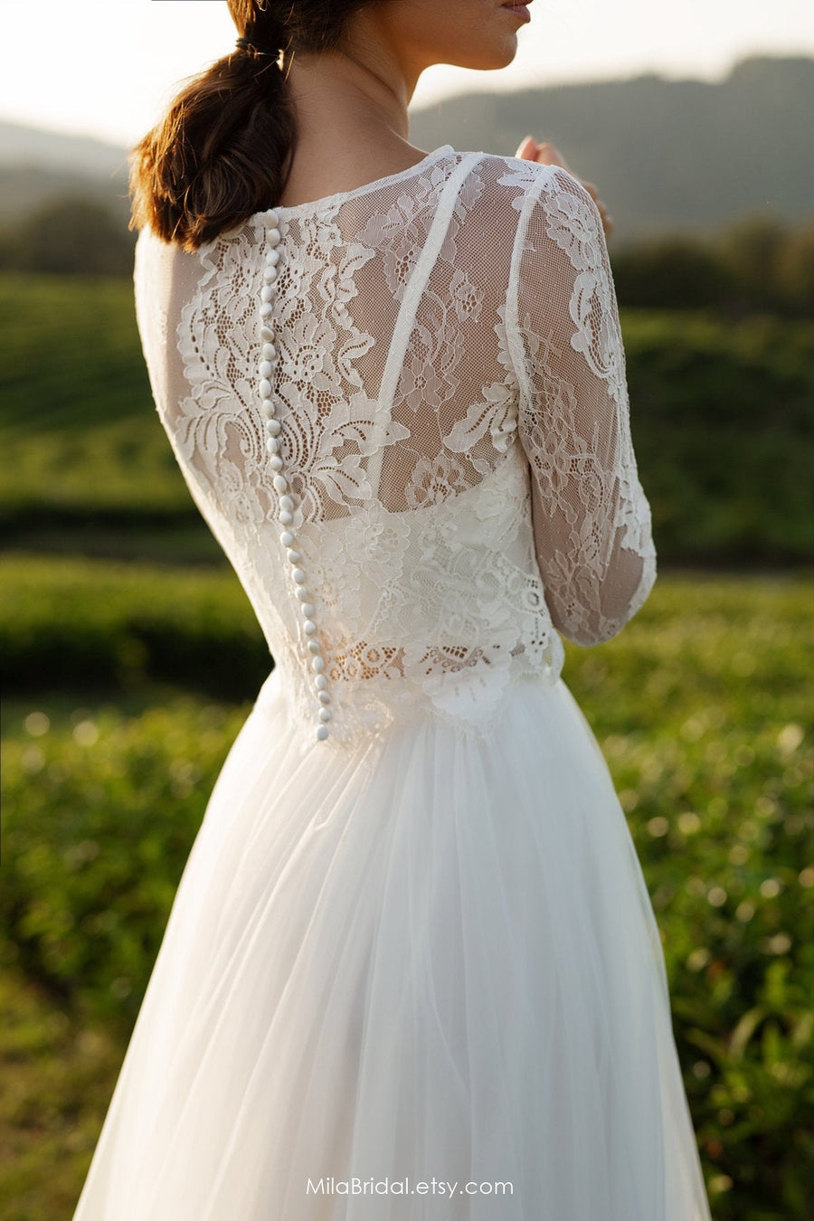Simple Sleeve Bridal Dress 