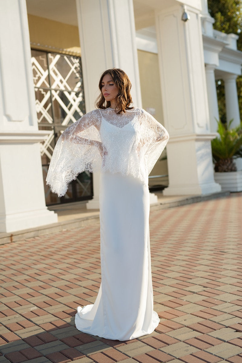 lace slip style wedding dress 26 Best Slip Wedding Dresses With Simple, Effortless Vibes